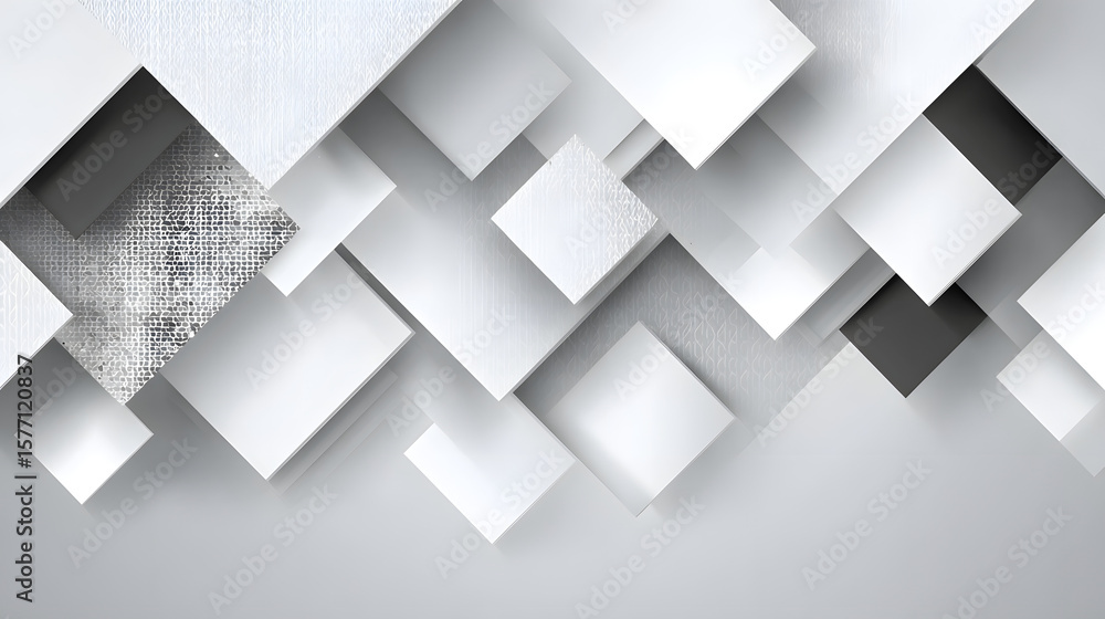 Poster abstract white background with texture pattern, layered geometric triangle shapes, white and grey gl