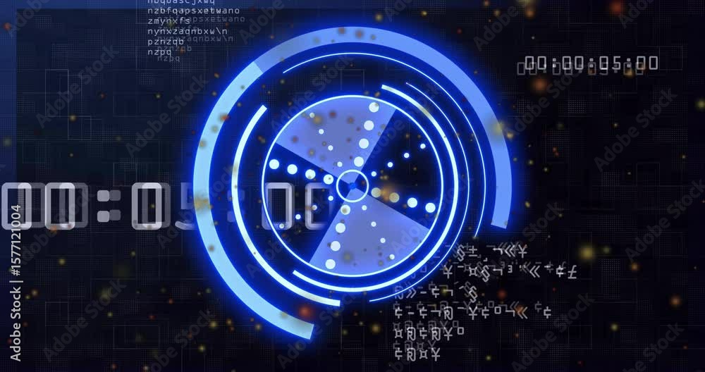 Poster on countdown start timer rotating as readout incrementing with particles flickering signaling reset
