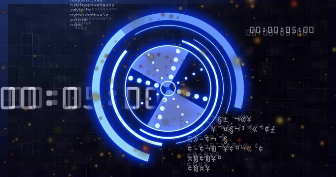 On countdown start timer rotating as readout incrementing with particles flickering signaling reset