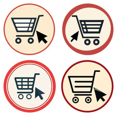 Online Shopping Cart Icon with Cursor Click Digital E-commerce Button Design Concept