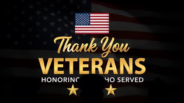 Thank You Veterans Honoring Those Who Served - American Flag Background