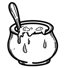 Witch pot doodle line Art