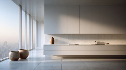 Fototapeta premium create photorealistic ultraminimalist image featuring modern kitchen environment that embodies simplicity