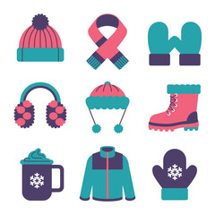 2d vector illustration icon, set of vibrant representing unique winter activities and sports
