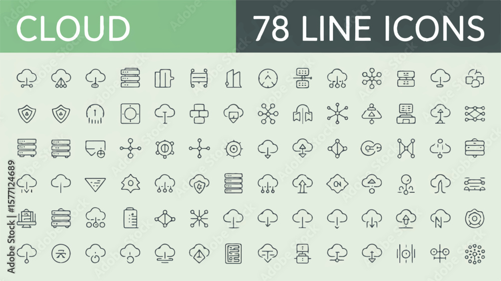 Poster cloud technology network data icons vector