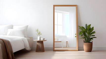 Cozy minimalist bedroom with neutral tones, natural lighting, and indoor plants. Ideal for real estate, interior design, or lifestyle visuals. Calm, spacious and modern aesthetic.