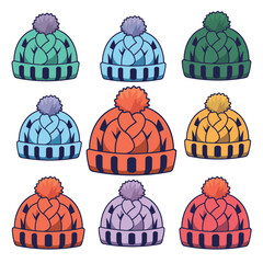 2d vector illustration icon, set of vibrant representing unique winter activities and sports
