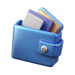 3d render illustration of isolated transparent wallet with cards icon 