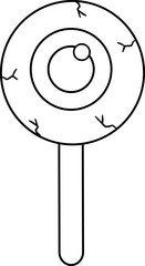Halloween Eyeball Candy outline vector isolated. 
Eyeball lollipop coloring page.
Transparent background. SVG file.