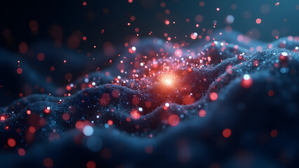  Futuristic Abstract Particle Wave with Red and Blue Glow