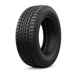 Matte Black Tyre Leaning at an Angle on White