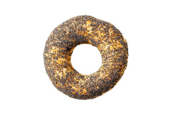 a bagel with sesame seeds on a white background