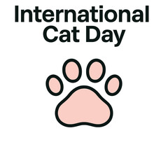 paw print icon, international cat day, cat paw vector, pet care icon