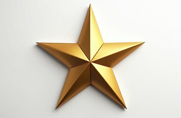 Obraz premium Gold star on white background. Sharp, high-res image with clean, isolated star design. Bright, luminous, metallic, single, floating in space, with subtle shadow.