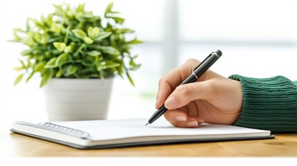 Fototapeta premium Child Writing in Notebook: Close-Up View for Educational Purposes Close up of s Hands