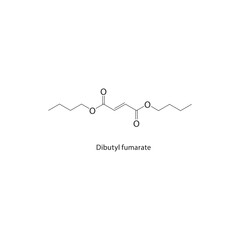 Dibutyl fumarate skeletal structure. Diester (unsaturated) compound schematic illustration. Simple diagram, chemical formula.