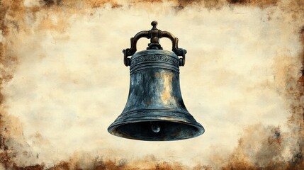 Obraz premium Antique bell on aged parchment