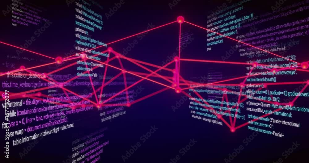 Poster glow triggered red network pulsing and lines realigning while camera panning revealing data growth