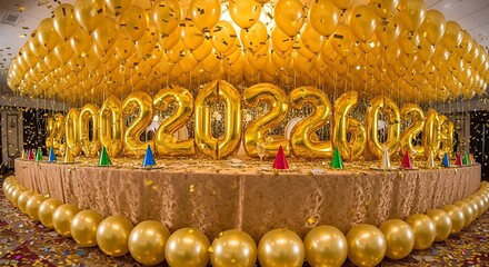 New Year's Eve Celebration: Gold Balloon & Number Decor