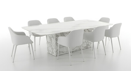 Elegant Marble Dining Set with Coordinated Chairs PNG