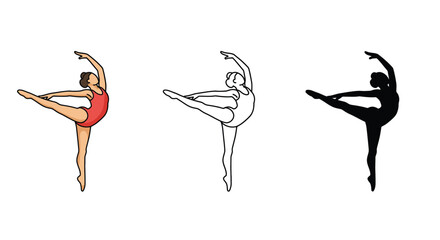 Elegant Ballerina in Motion Line Art Illustration of a Dancer s Grace © Pvect02