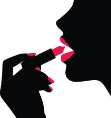 Celebrating Lipstick Day with a bold red shade silhouette on clean white high contrast graphic