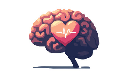 Vector illustration of a heart in a brain, symbolizing the balance of emotions and logic.