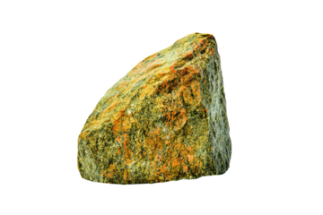 a rock with a green and orange substance
