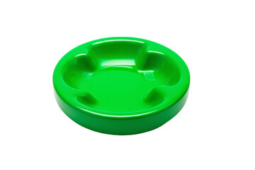 a green ashtray with a white background