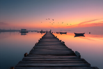 Serene Morning at the Wharf: A Harmonious Blend of Nature and Tranquility