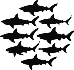 Fototapeta premium Ocean Predator A Silhouette Illustration of a Shark Pod