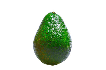a green avocado on a white background