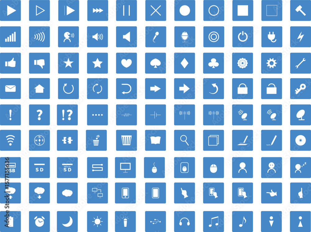Fototapete A flat vector illustration of seamless icon patterns for web design