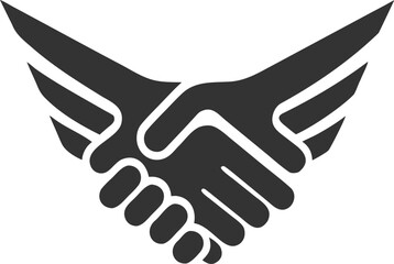 Obraz premium Stylized handshake with wing elements agreement partnership