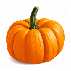 Obraz premium Detailed digital illustration of ripe pumpkin. Autumnal symbol on plain white for print, decor