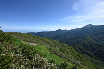 Fototapeta premium Climbing Mount Amakazari, Niigata, Japan