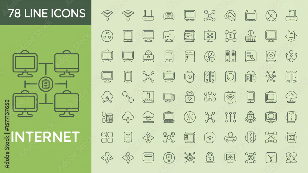Poster internet network computer icons technology