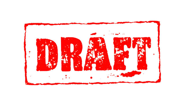 Red &ldquo;Draft&rdquo; Stamp PNG &ndash; Official Document Mark Isolated on Transparent Background
