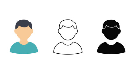 User Profile Icons in Color Outline and Silhouette Styles for Web Design