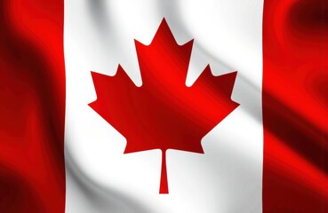 Canadian flag with red maple leaf on white background and red borders