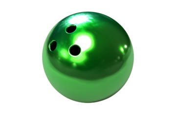 a shiny green bowling ball with holes in the center