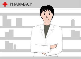 Pharmacist man icon logo element 