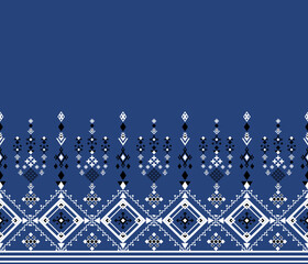 blue fabric thai abstract floral background, blue fabric Thai ,Geometric ethnic traditional. ethnic ornament print. Thai style. Design for background