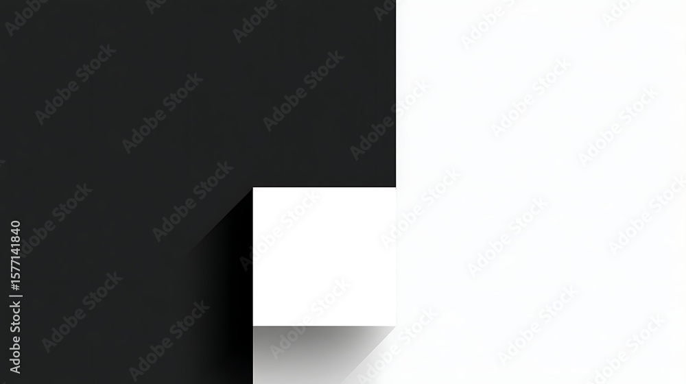 Poster minimalist abstract black geometric shapes arranged on a clean white background with high contrast a