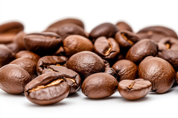 Fototapeta premium Detailed view of various coffee beans showcasing their texture