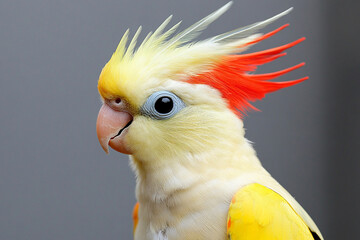 Cockatiel wearing a tiny pirate hat poses with flair