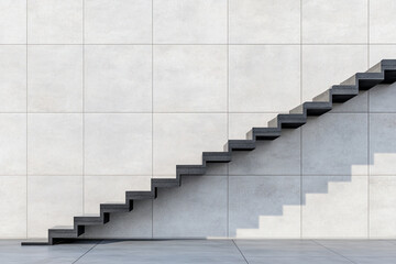 Concrete staircase showcases dramatic geometric shadows