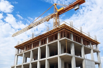 Cranes and framework at a construction site
