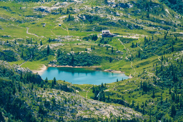 The Alpine basin with Lake Rotondo and the Calvi Refuge. Valbrembana, Lombardy Region, Italy