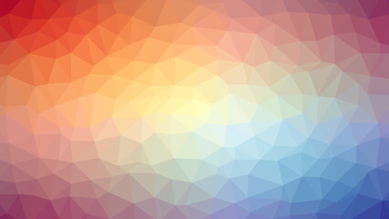 Polygonal abstract pattern Low poly geometric background with warm red to smooth cool blue color spectrum gradient tones